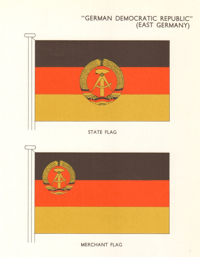 GERMAN DEMOCRATIC REPUBLIC FLAGS. East Germany. State Flag, Merchant Flag  1964